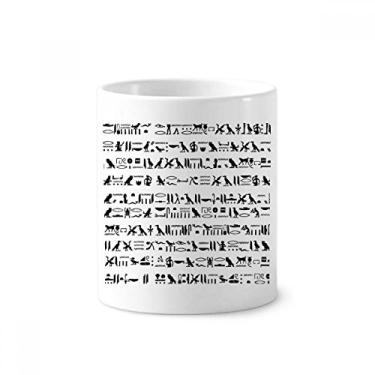 Imagem de Egypt Totem Hieróglifos Fresco Repeat Porta-caneta escova de dentes caneca branca copo de cerâmica 355 ml