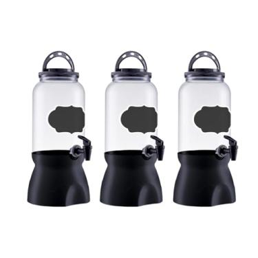 Imagem de Kit 3 Suqueira Com Suporte E Torneira 3,6lt Lousa Multiuso (Preto)