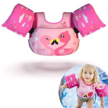 Imagem de Boia Colete Salva-Vidas Infantil Flamingo Menina Rosa até 25kg