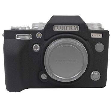Imagem de Easy Hood Capa compatível com câmera digital Fujifilm Fuji X-T4 XT4 Mirrorless, superfície texturizada, capa protetora de borracha de silicone macio antiarranhões (preto)