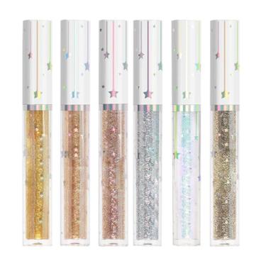 Imagem de Líquido para delineador com glitter, delineador líquido com glitter | Conjunto de maquiagem para olhos com delineador de olhos à prova d'água de 6 cores - Delineadores coloridos à prova de manchas com