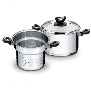 Imagem de Jogo Cozi-pasta Tramontina Solar Baquelite Em Aço Inox Fundo Triplo 2 Peças 20 Cm