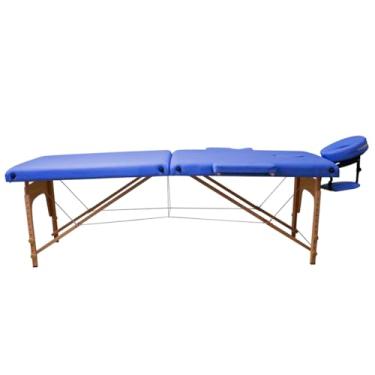 Imagem de Maca Dobrável Madeira 250kg Estética Massagem Portátil Cor Azul - Gold - Modelo Standart 1,80x60cm
