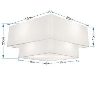 Imagem de Plafon Duplo Quadrado Md-3022 Cúpula em Tecido 25/50x35cm Branco - Biv