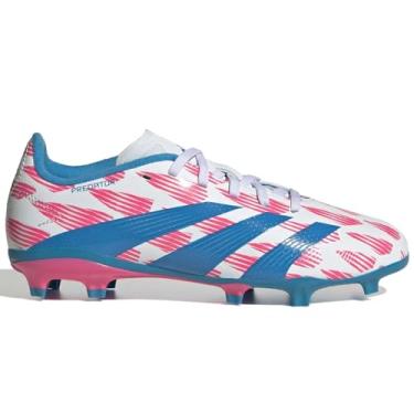 Imagem de adidas Tênis infantil unissex League Predator Firm Ground, Branco/azul solar/rosa solar, 4 Big Kid