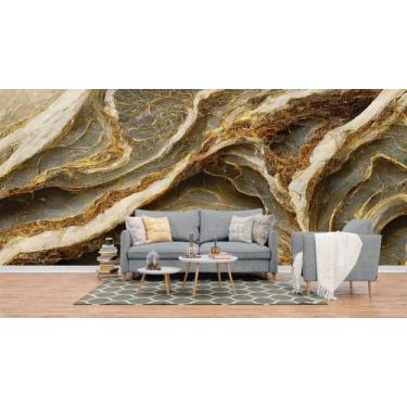 Imagem de Papel de Parede Painel 3D Mármore Cinza com Dourado Auto 4M Colante La