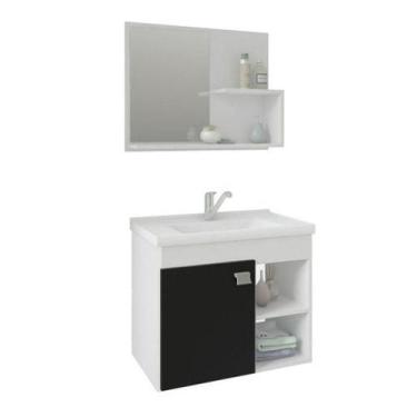 Imagem de Conjunto Gabinete de Banheiro 100% MDF Bia Com Espelheira E Pia Mgm Mó