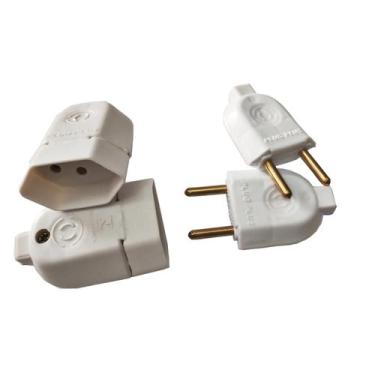 Imagem de Kit 5 Plugue Pino Macho 10a 2p + 5 Tomada Fêmea 10a Branco - G3