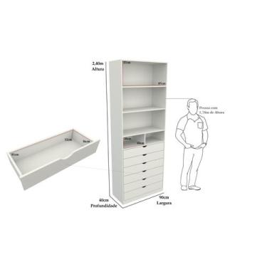 Imagem de Armário Misto Prateleira Gaveteiro M33 100%mdf Closet Cômoda - VETORIA