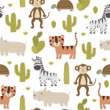 Imagem de Papel De Parede Adesivo Safari Cacto Bichinhos Quarto Infantil  1.5m -