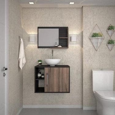 Imagem de Conjunto para Banheiro Gabinete com Cuba Redonda R30 e Espelheira Laur