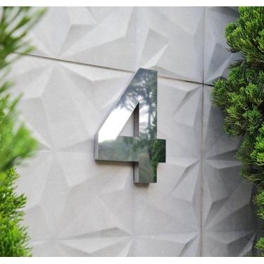 Imagem de Número residencial em aço inox 20cm Casa Portão 3d- Estoque disponível