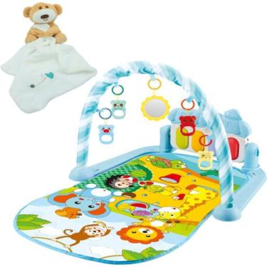 Imagem de Kit Tapete Atividades Musical Azul + Naninha Anti Alérgico - Color Bab