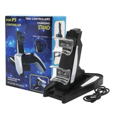 Imagem de Carregador Duplo P/ 2 Controle DualSense PlayStation 5 Base Torre - Te