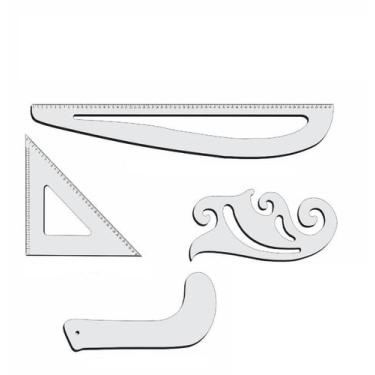 Imagem de Kit Réguas Corte Costura Modelagem Alfaiate 8036 Acril Fenix