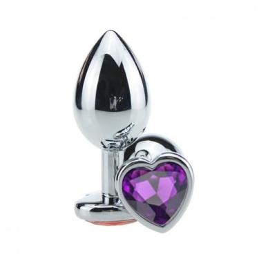 Imagem de Plug Anal em Metal Grande Base Coração e Cristal Colorido - Vermelho -