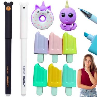 Imagem de Kit Material Escolar Menina Unicornio 10 Peças Papelaria Criativa - Le