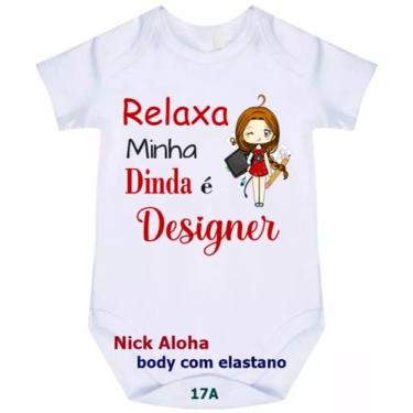 Imagem de body bebê minha dinda é designer cód 17a - nick aloha, Branco, GG