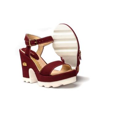 Imagem de Sandalia De Salto Meia Pata tratorada Feminina Em Couro - Betina Beker