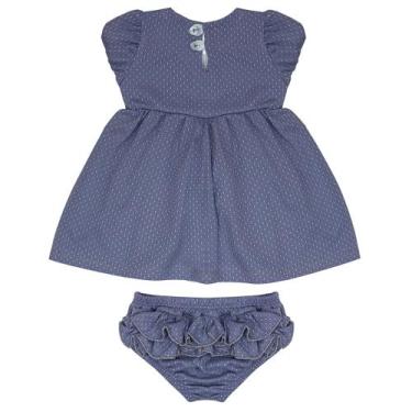 Imagem de Vestido Gorette The Cat Com Mangas Balonê e Tapa Fraldas Azul Claro, P