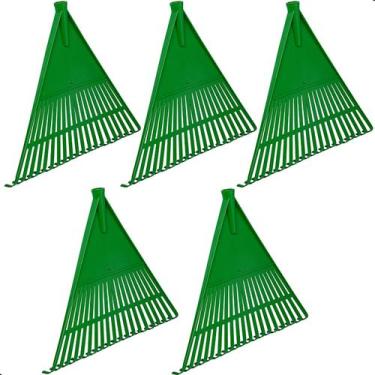 Imagem de Kit 5 Vassouras Rastelo de Plástico Jardim Grama Sem Cabo - CromoShop