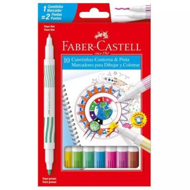 Imagem de Canetinha Contorna e Pinta Faber-castell Duas Pontas 10 Cores - FABER 