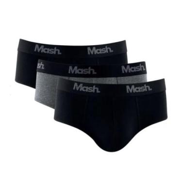 Imagem de Kit com 3 cuecas em algodão modelo slip Mash ., P, Preto, Preto mescla