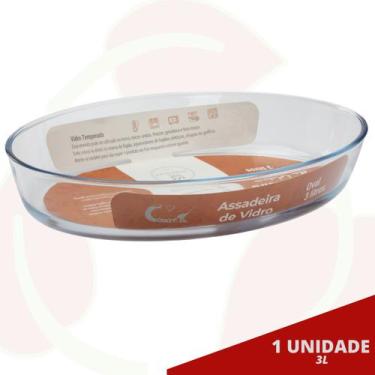 Imagem de 1 Peça Travessa Refratária Oval Vidro Temperado 3L Forno Doces - CasaV