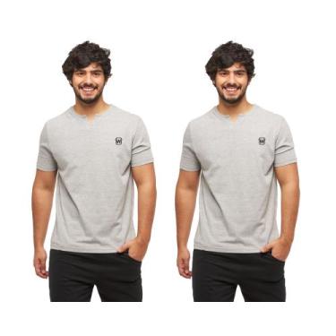 Imagem de Kit com 02 camisetas basicas wooks masculina gola portuguesa - wc3, Ci
