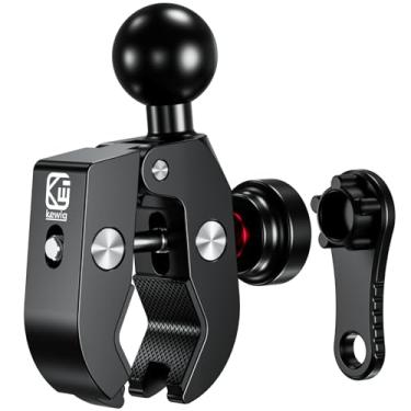 Imagem de BRCOVAN Liga de alumínio antirroubo 2,5 cm base de montagem para guidão de bola para trilhos de 0,5 a 5 cm de diâmetro, compatível com suportes RAM tamanho B bola de 2,5 cm braço de soquete duplo e suporte de telefone para motocicleta