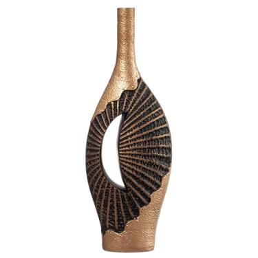 Imagem de Vaso vintage de fibra de vidro de 68 cm, peça central de casamento Boho - Vaso alto exclusivo de design rústico preto e dourado - Decoração perfeita para sala de estar, quarto, entrada, corredor e