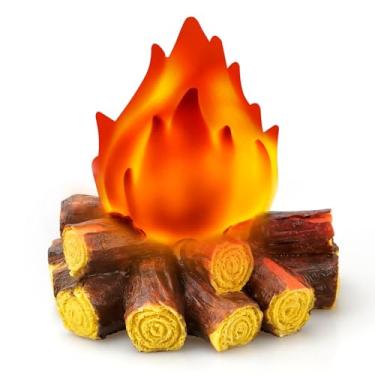 Imagem de Bestview Luz noturna artificial falsa para fogueira, lâmpada de lenha falsa de LED 3D com vela realista sem chama, funciona a pilhas, decorações de festa de Natal para Halloween