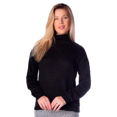 Imagem de Suéter Feminino Oliveira Malhas Em Tricot Amplo Preto, Preto, Único
