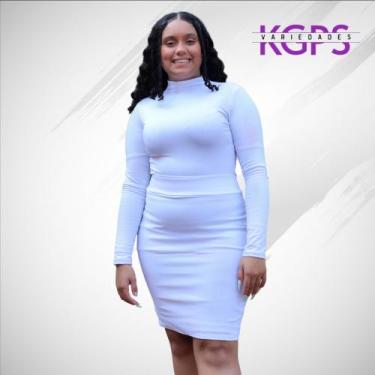 Imagem de Saia Lápis Mídy Basica Elegante Tecido Bengaline Plus Size - Branca - 