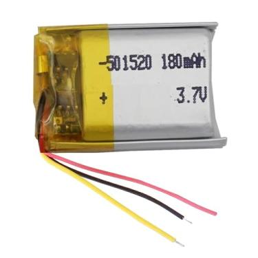 Imagem de bateria 3 fios recarregavel 3,7v 501520 com 180mah 5mm de espessura x 15mm de largura x 20mm de comprimento