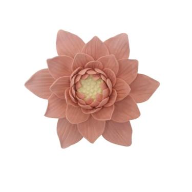 Imagem de AMERRY Lotus, arte de parede de flor de cerâmica de 12 cm, escultura de parede de flor artificial, flores de porcelana 3D feitas à mão, decoração de parede 3D, decoração de parede de flor de porcelana