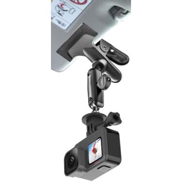 Imagem de Suporte de câmera para viseira de sol para carro - [Super braçadeira de metal] Acessórios de suporte para carro com braço mágico de cabeça esférica de 360° com rosca de 1/10.2 cm-20 para GoPro 12 11