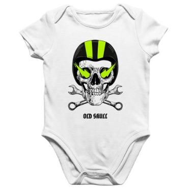 Imagem de Body Bebê Algodão Old Skull Motorcycle - Foca na Moda, Branco, P