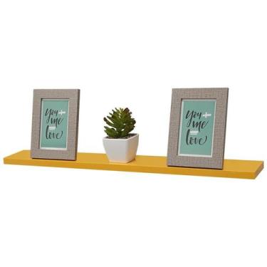 Imagem de Prateleira 60 x 15cm Amarela Suporte Invisível - Mercado das Prateleir