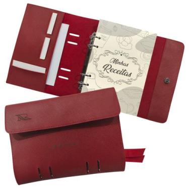 Imagem de Agenda Minhas Receitas 165-R Personalizada Raffai Couros, Vermelho