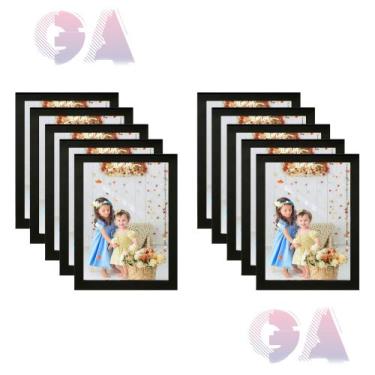 Imagem de Kit 10 Porta Retrato A5 15x21 Moldura Preto para Fotos e Decoração - G