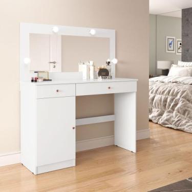 Imagem de Penteadeira Camarim Com Espelho e luzes Diamante - Branco - MOVEBRINQU