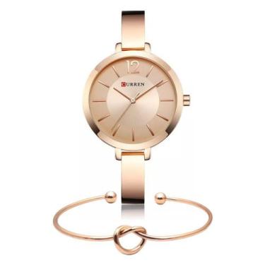 Imagem de Kit Relógio Feminino Curren Rosé Delicado Bracelete Coração