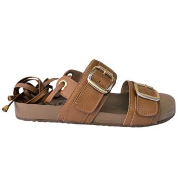 Imagem de Sandália Feminina Gladiadora Tira de Couro Ajustável Festas