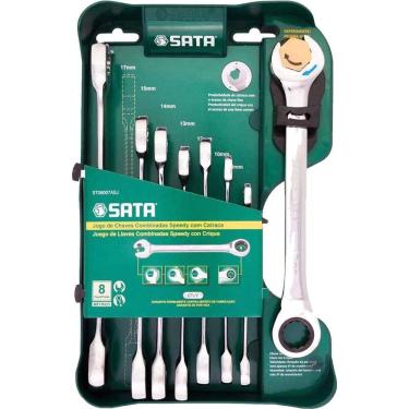 Imagem de Jogo Chave Combinada Speedy Com Catraca 8 A 19Mm 8 Pçs Sata