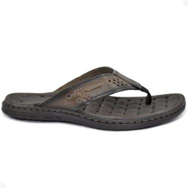 Imagem de Chinelo Masculino De Dedo Confortável Couro Pegada Marrom, 38