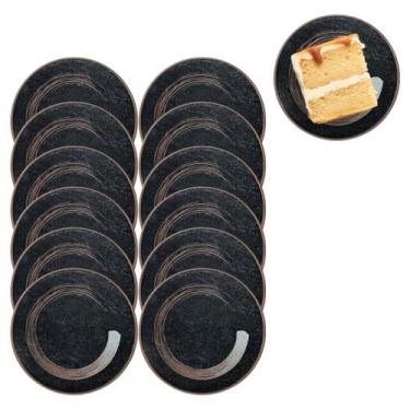 Imagem de 12 Pratos Melamina 18cm Preto Decorado Restaurante Oriental - Bm36