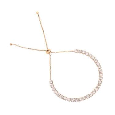 Imagem de Pulseira Banhada A Ouro 18k Riviera Cristal Regulável - Carolina Alcai