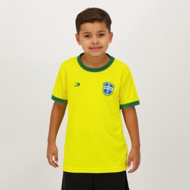 Imagem de Camisa Placar Brasil Brasão Infantil Amarela, 10 ANOS