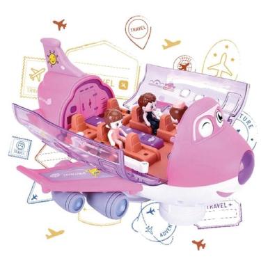 Imagem de Brinquedo Interativo Infantil Feminino Avião Rosa Educativo Musical Co